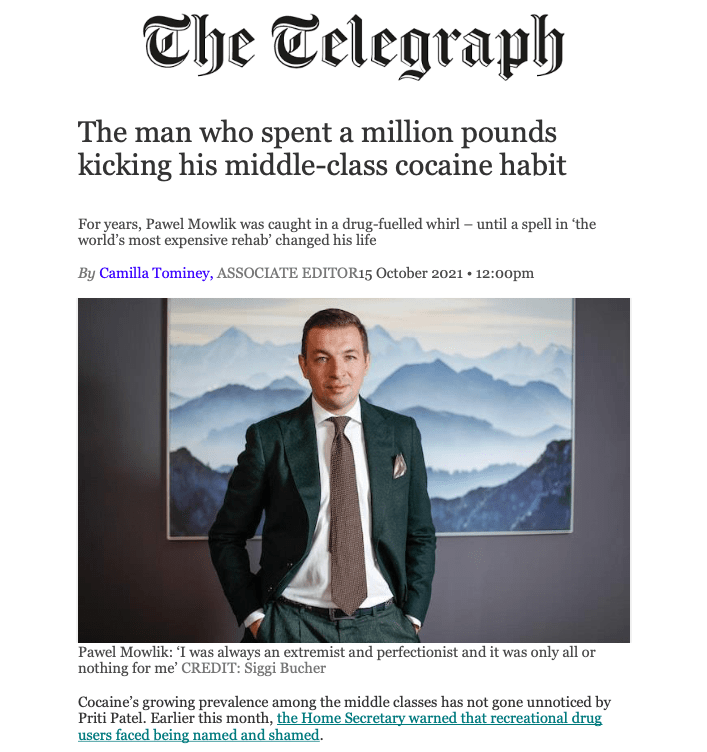 Статья The Telegraph о выздоровлении от кокаиновой зависимости