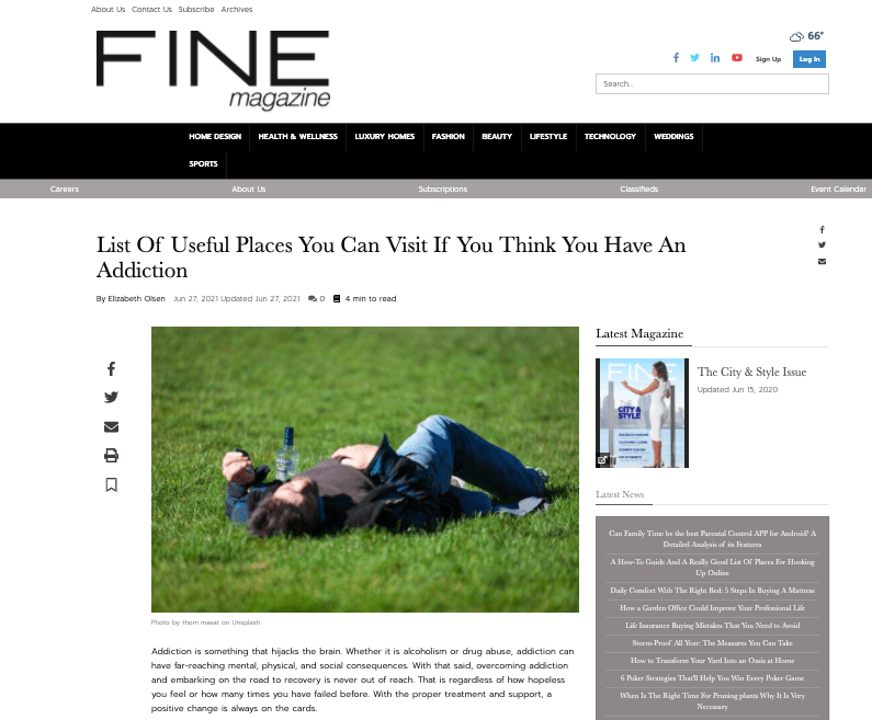 Статья Fine Magazine о Paracelsus Recovery