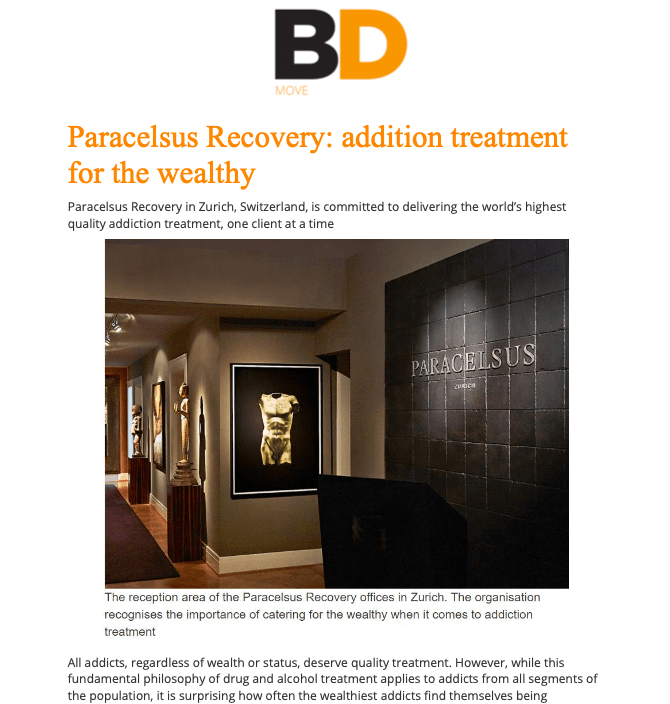Статья Business Destinations о Paracelsus Recovery